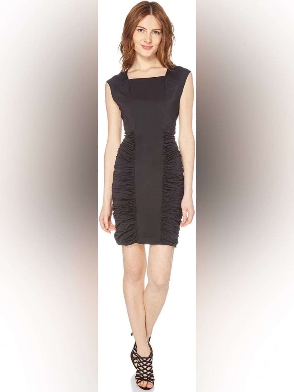 BCBGMaxAzria Black Ruched Side-Panel Mini Dress